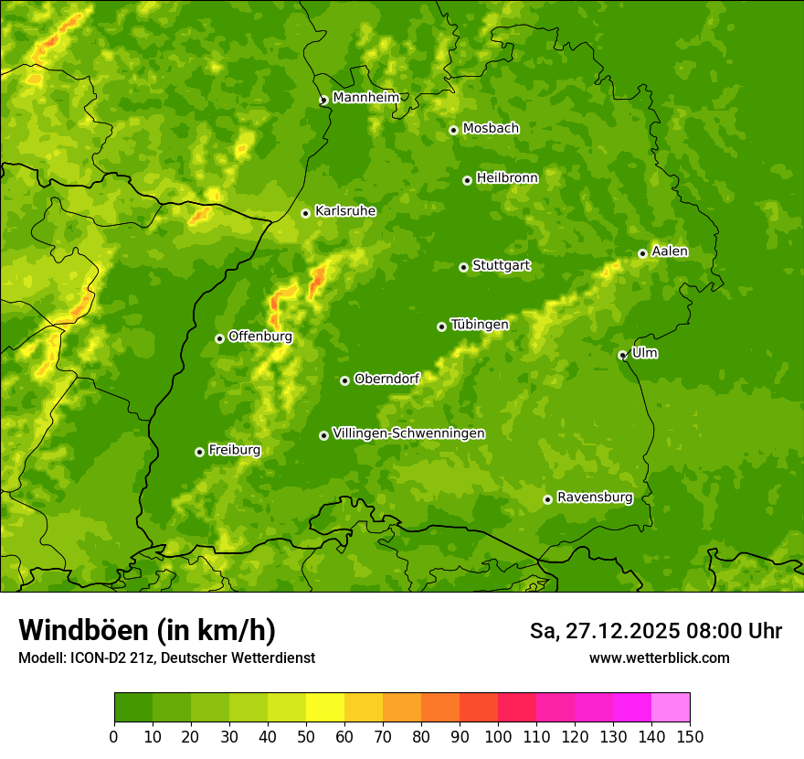 Modellkarten Windgeschwindigkeit