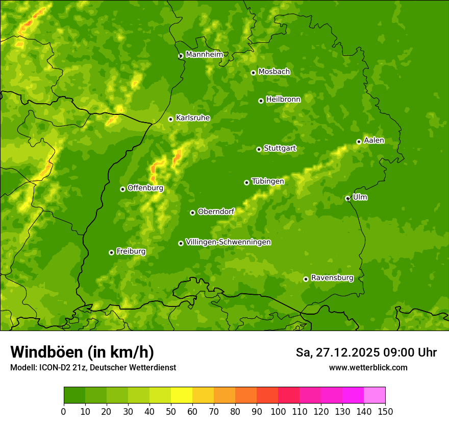 Modellkarten Windgeschwindigkeit
