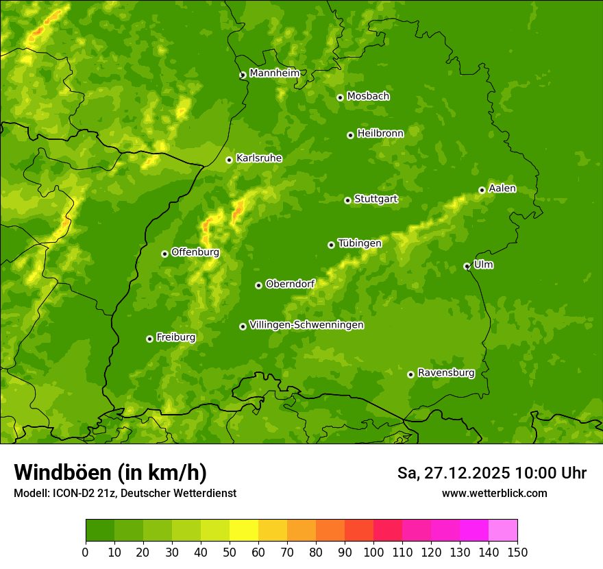Modellkarten Windgeschwindigkeit