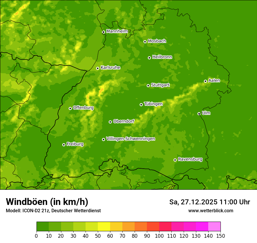 Modellkarten Windgeschwindigkeit