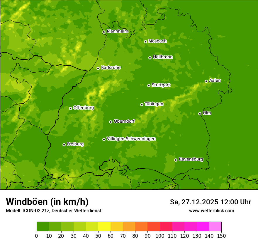 Modellkarten Windgeschwindigkeit