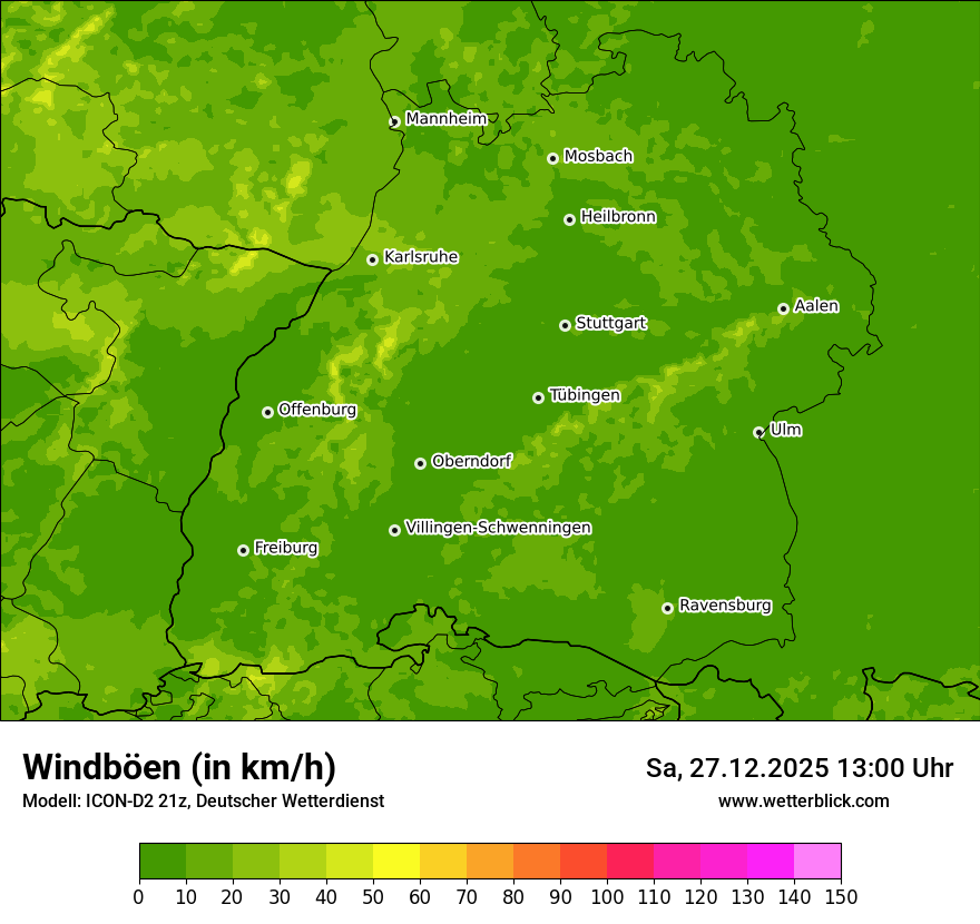 Modellkarten Windgeschwindigkeit
