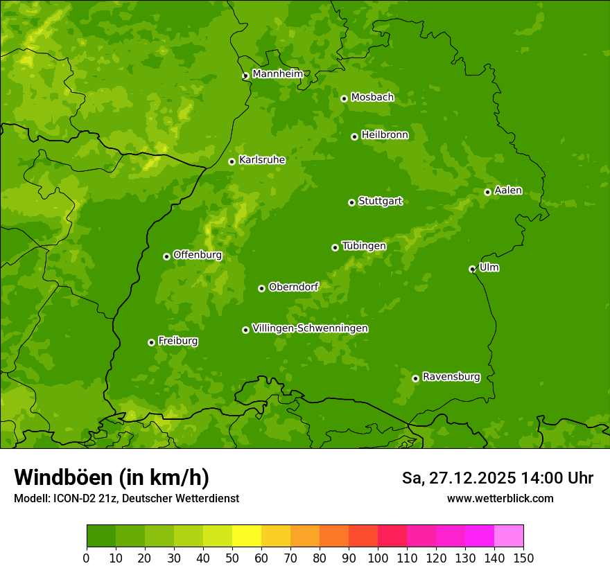 Modellkarten Windgeschwindigkeit
