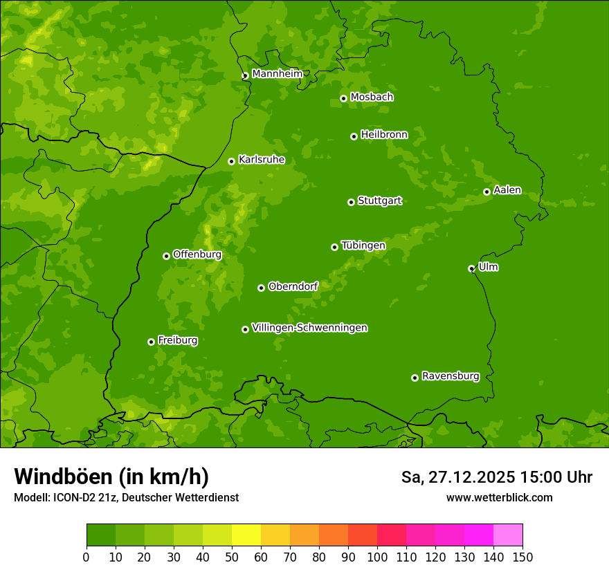 Modellkarten Windgeschwindigkeit