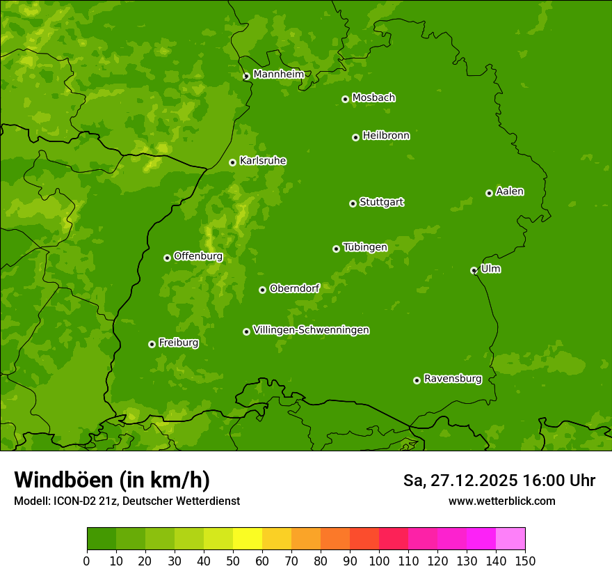Modellkarten Windgeschwindigkeit