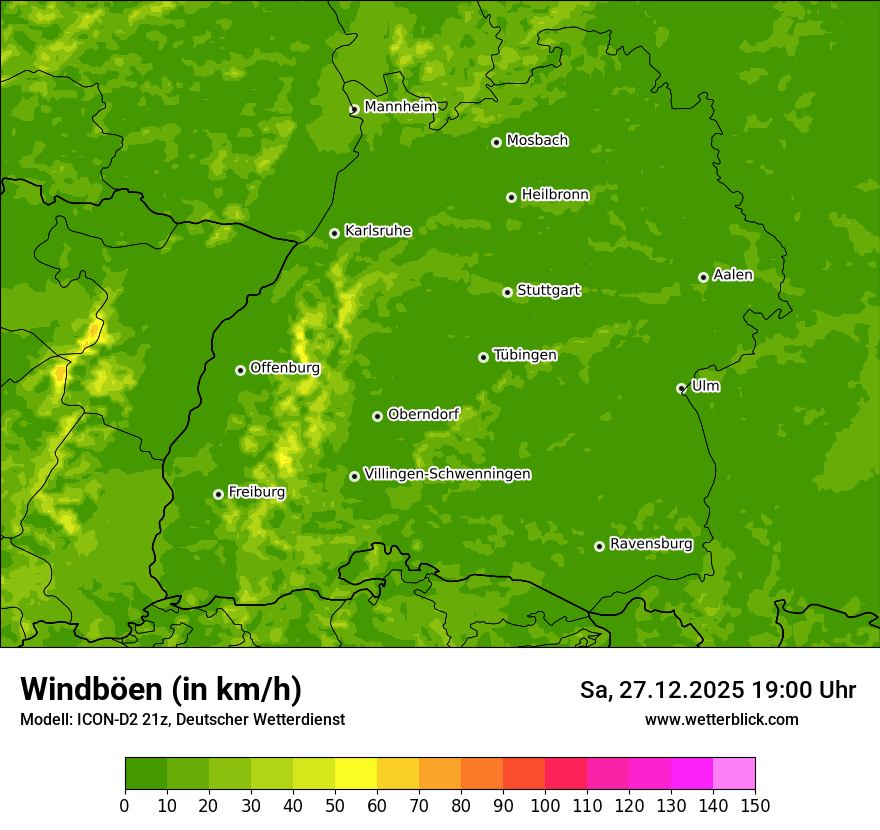 Modellkarten Windgeschwindigkeit