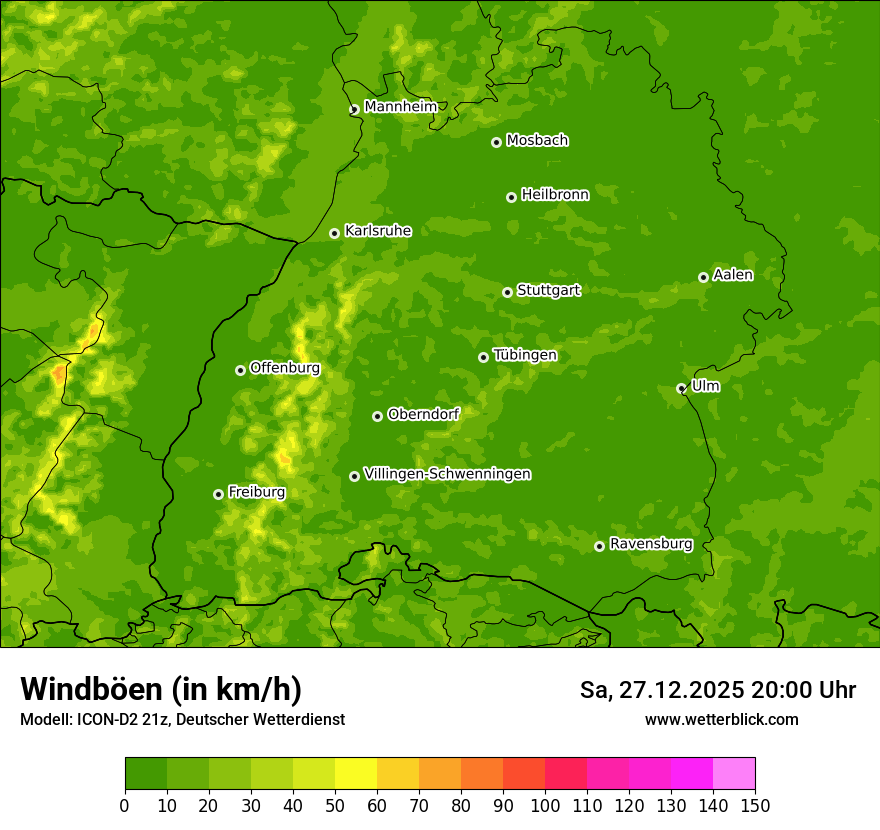Modellkarten Windgeschwindigkeit