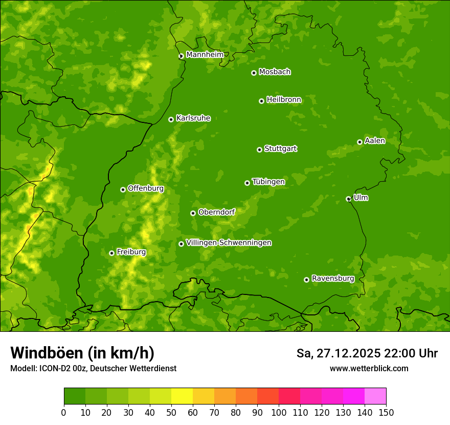 Modellkarten Windgeschwindigkeit