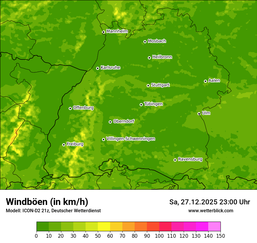 Modellkarten Windgeschwindigkeit