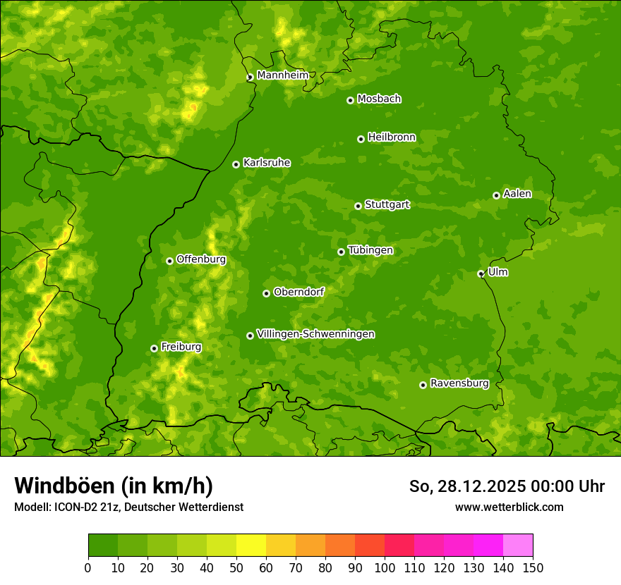 Modellkarten Windgeschwindigkeit