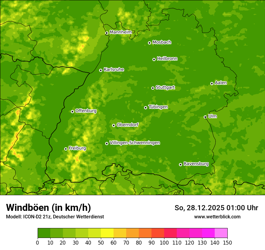 Modellkarten Windgeschwindigkeit