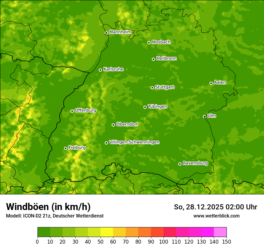Modellkarten Windgeschwindigkeit