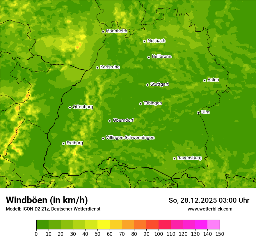 Modellkarten Windgeschwindigkeit