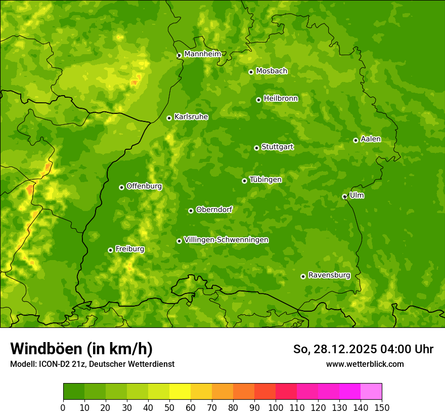 Modellkarten Windgeschwindigkeit