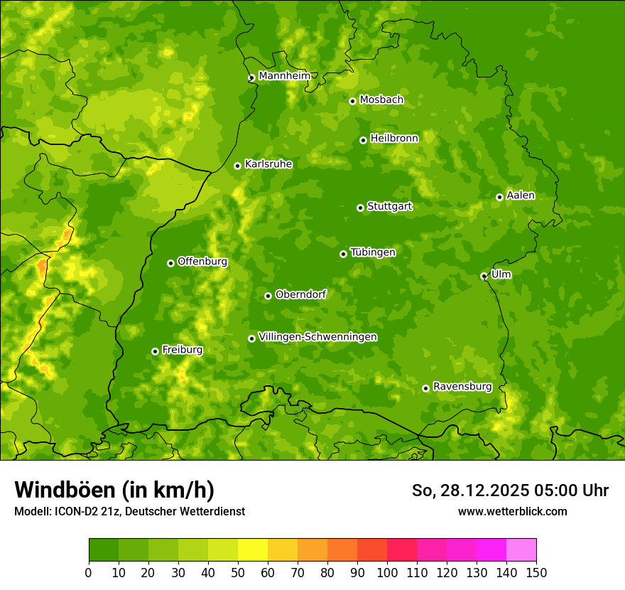 Modellkarten Windgeschwindigkeit