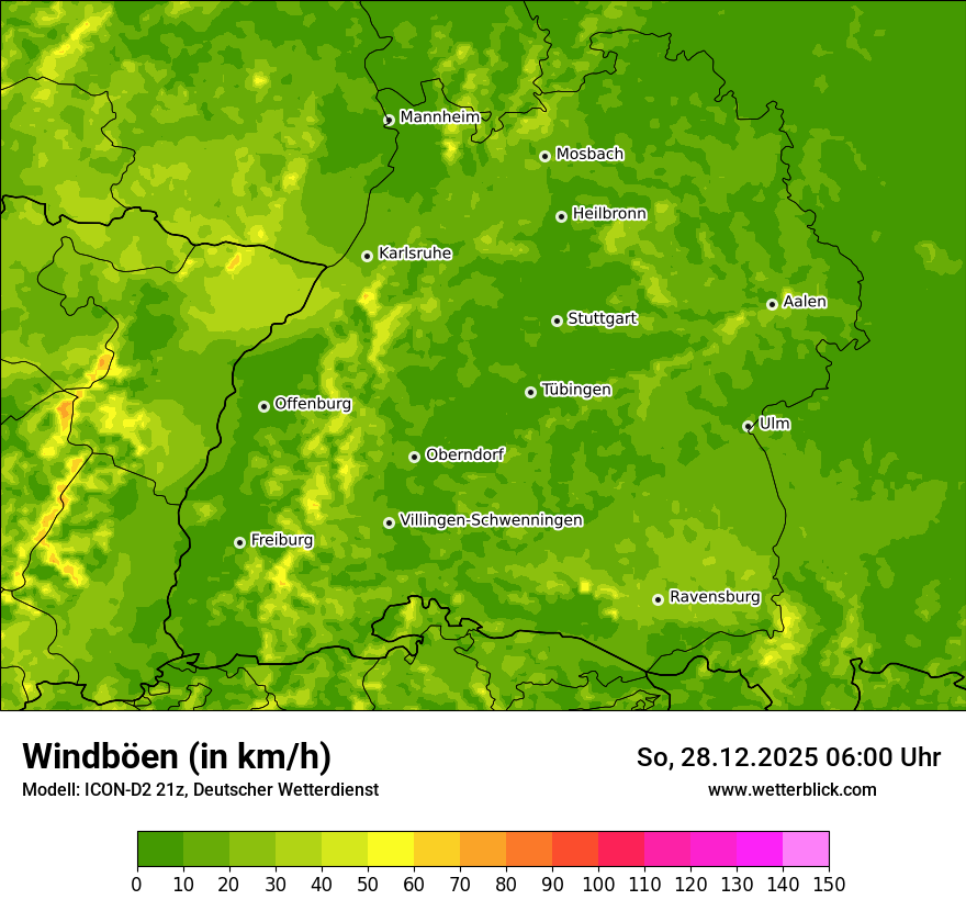 Modellkarten Windgeschwindigkeit