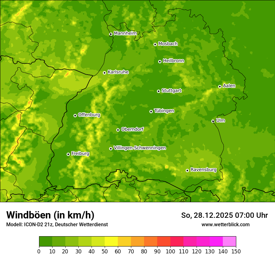 Modellkarten Windgeschwindigkeit