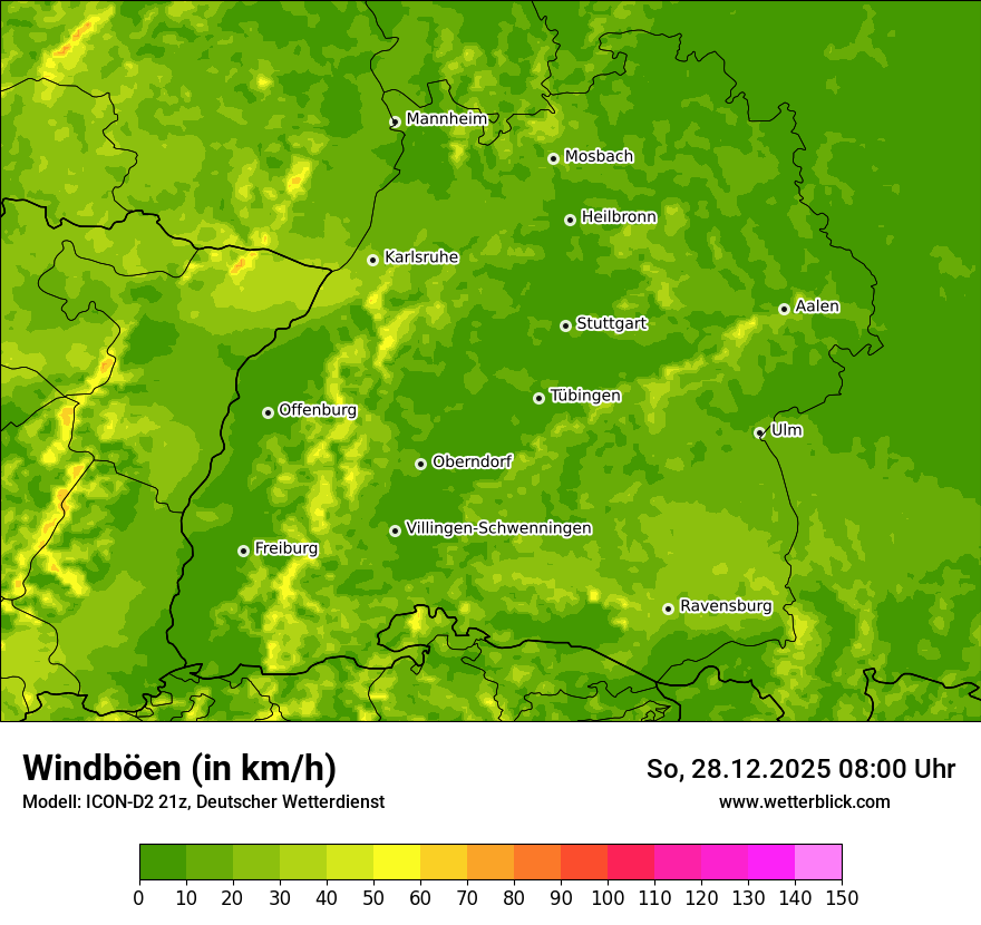 Modellkarten Windgeschwindigkeit