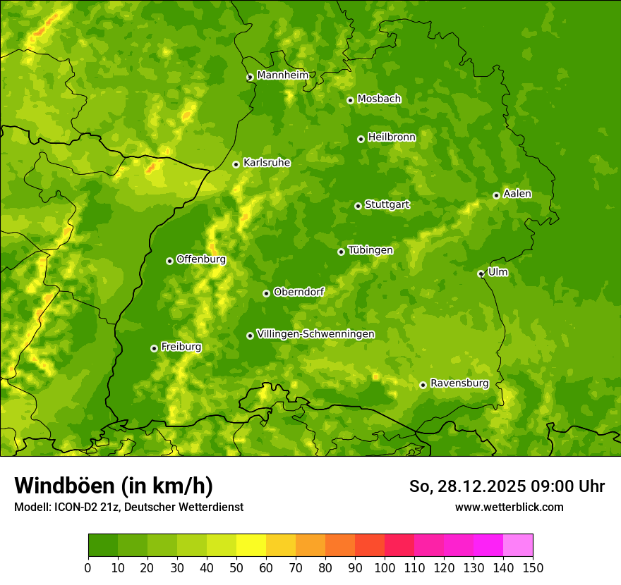 Modellkarten Windgeschwindigkeit