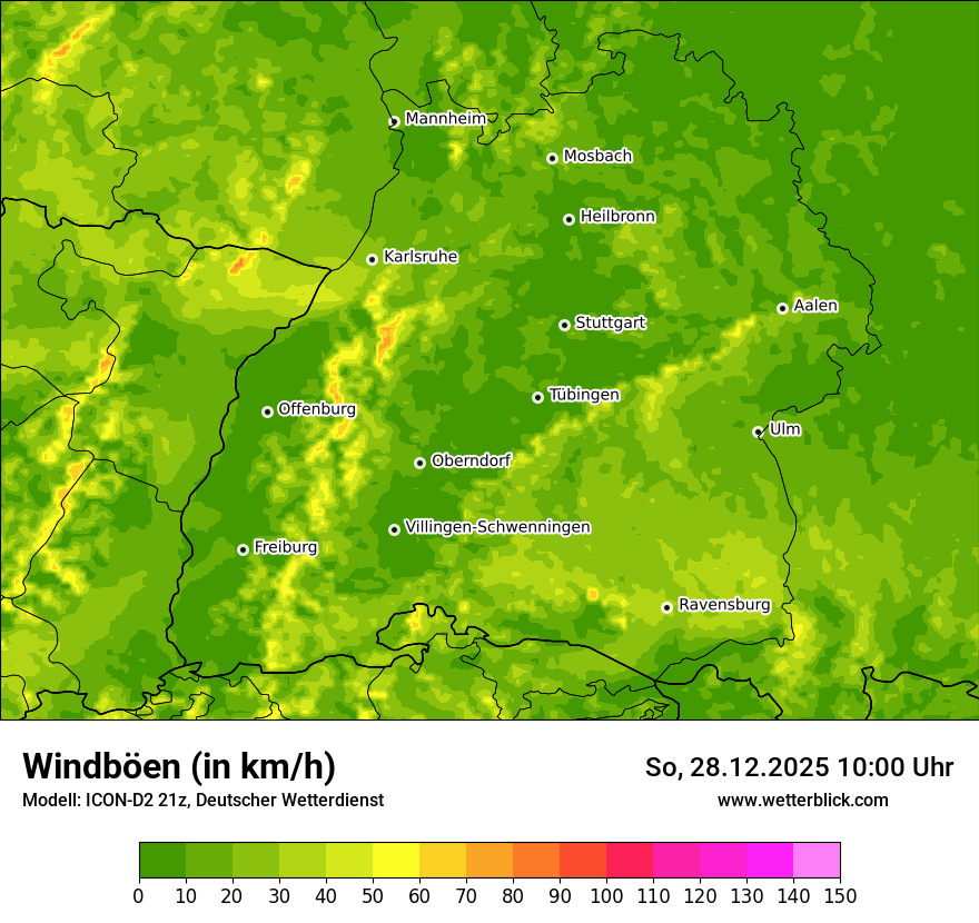 Modellkarten Windgeschwindigkeit