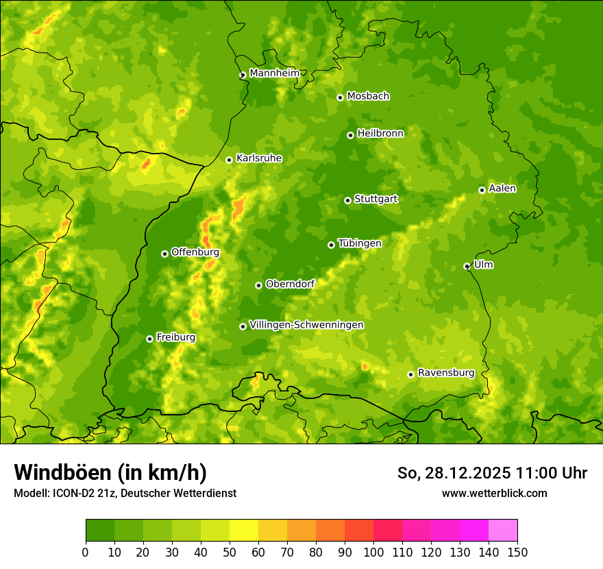 Modellkarten Windgeschwindigkeit