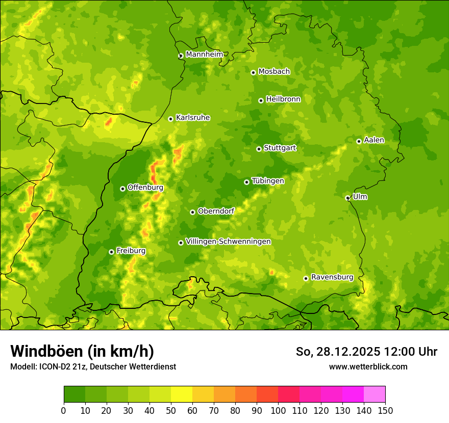 Modellkarten Windgeschwindigkeit