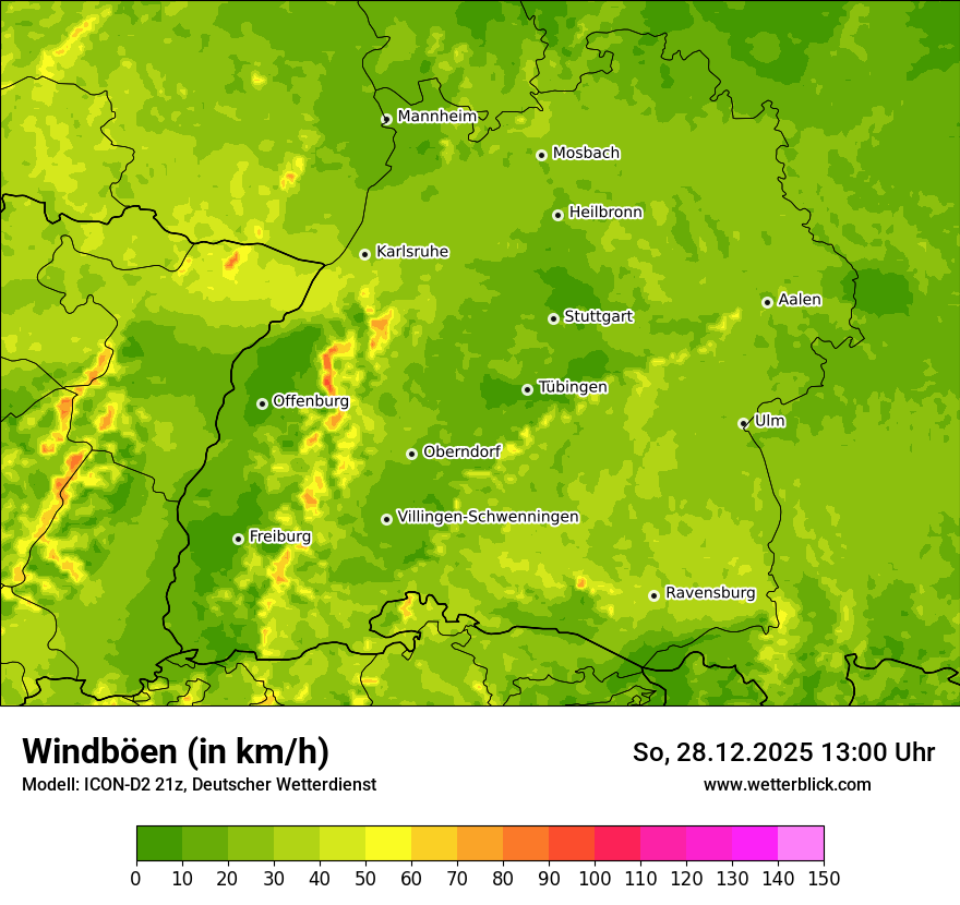 Modellkarten Windgeschwindigkeit