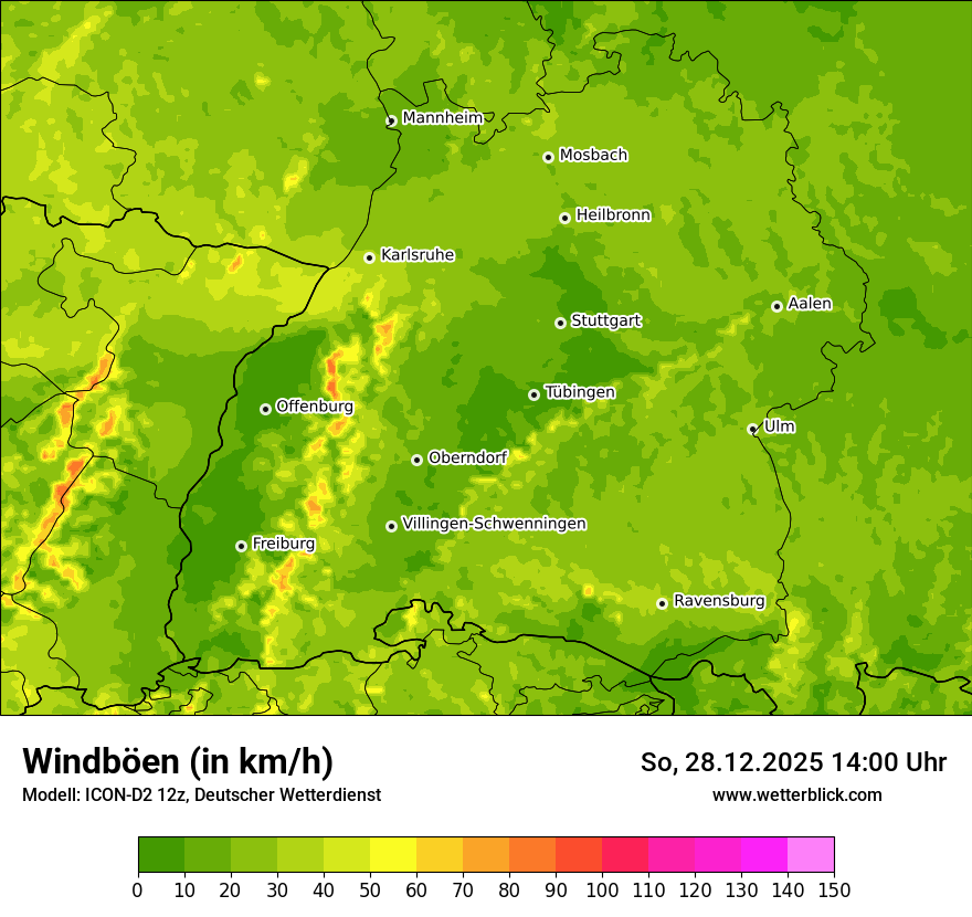 Modellkarten Windgeschwindigkeit