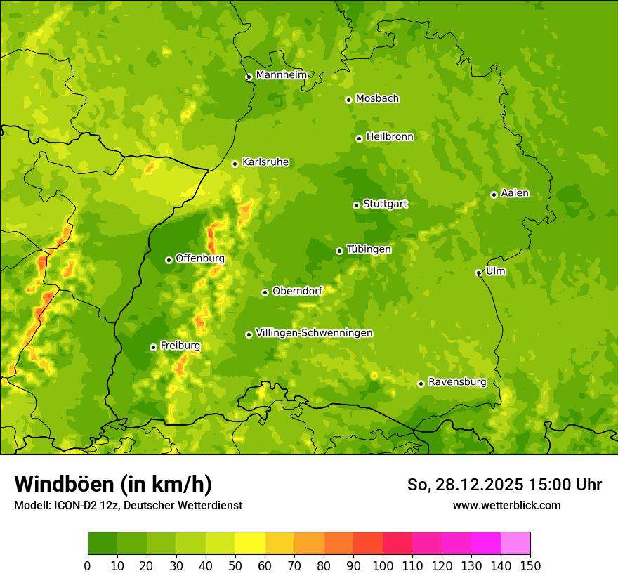 Modellkarten Windgeschwindigkeit