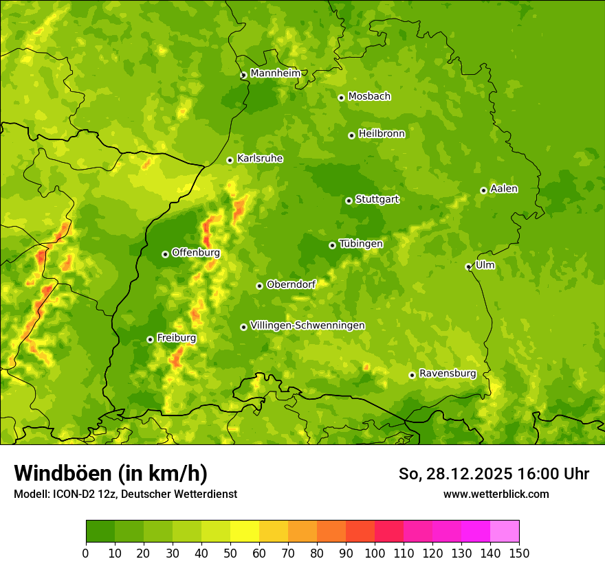 Modellkarten Windgeschwindigkeit