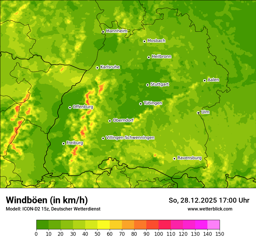 Modellkarten Windgeschwindigkeit