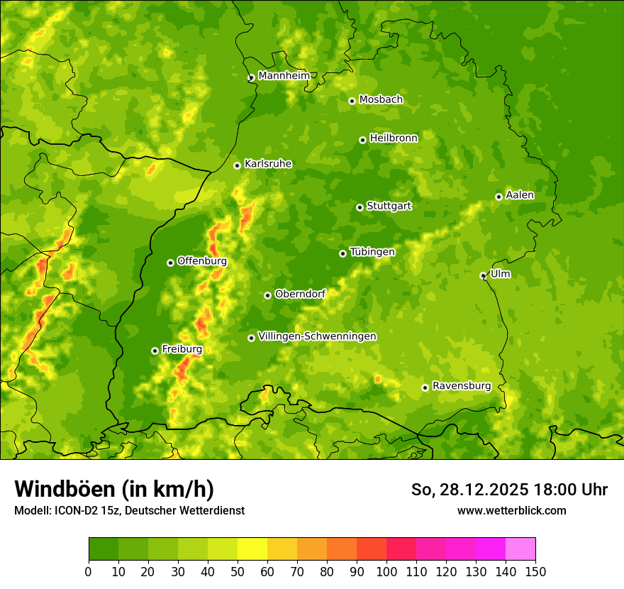 Modellkarten Windgeschwindigkeit