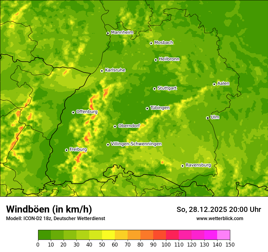 Modellkarten Windgeschwindigkeit