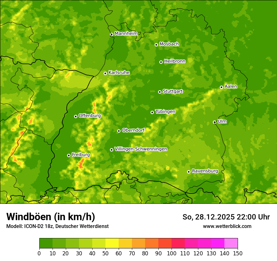 Modellkarten Windgeschwindigkeit
