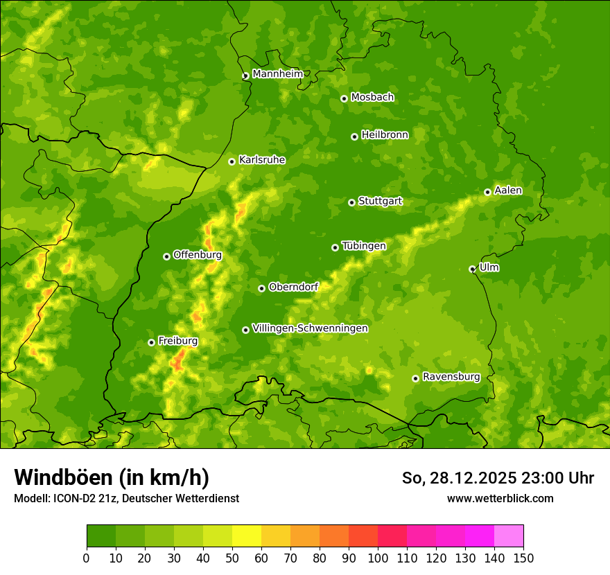 Modellkarten Windgeschwindigkeit