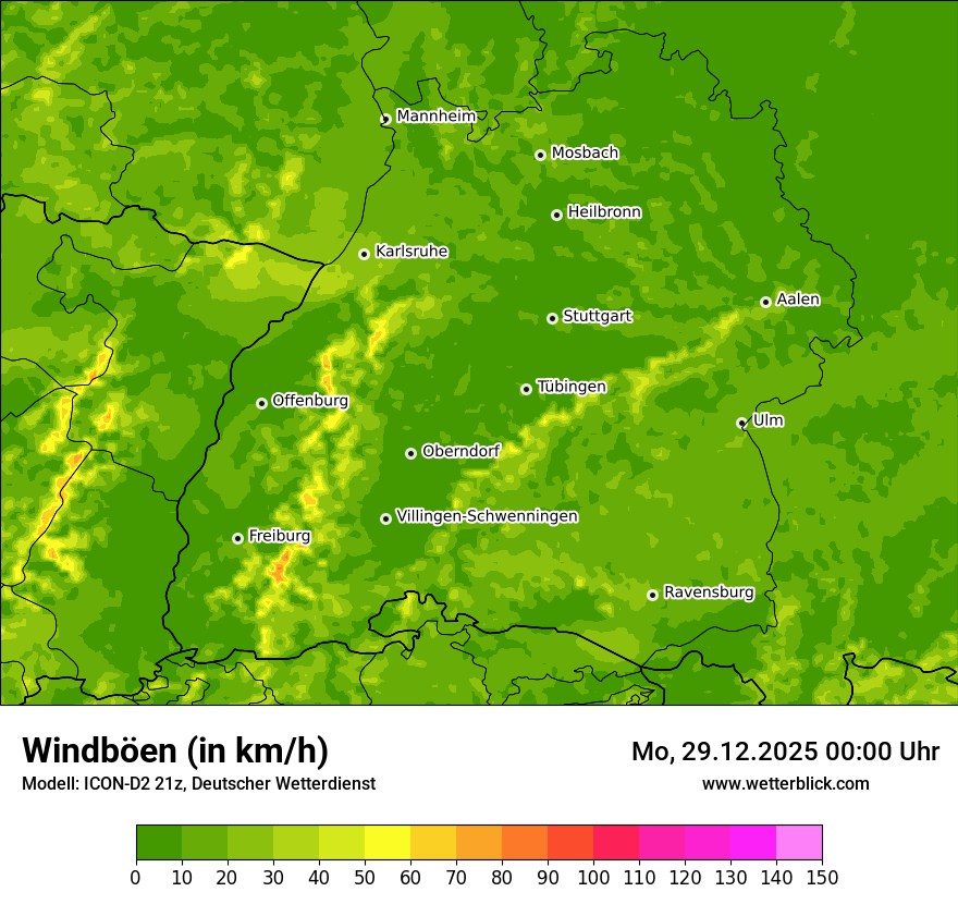 Modellkarten Windgeschwindigkeit
