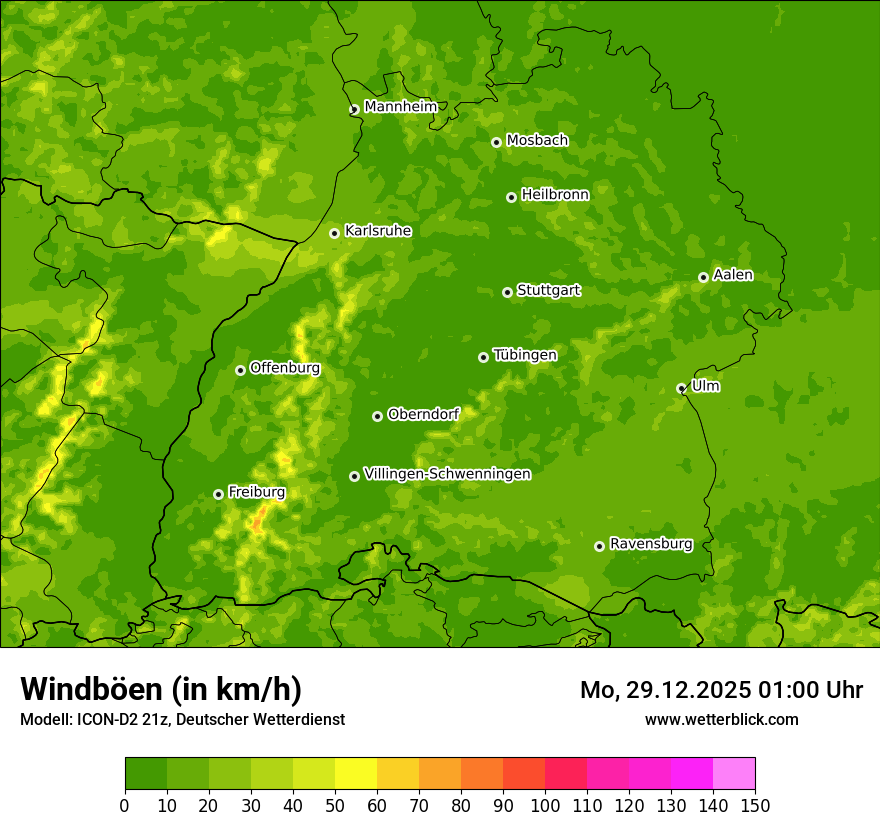 Modellkarten Windgeschwindigkeit