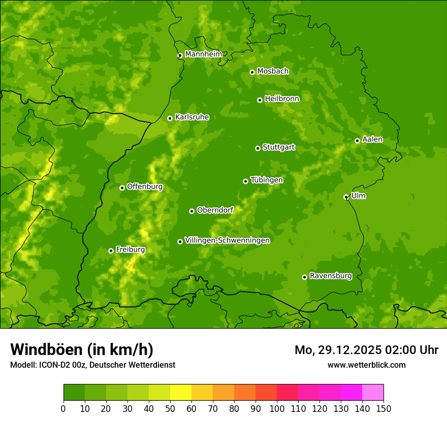 Modellkarten Windgeschwindigkeit
