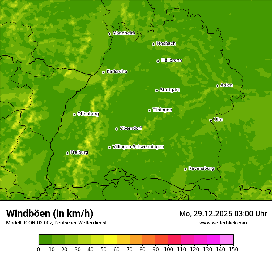 Modellkarten Windgeschwindigkeit