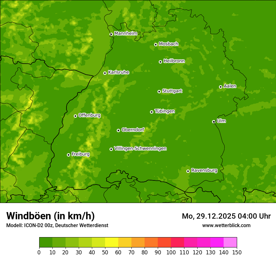 Modellkarten Windgeschwindigkeit