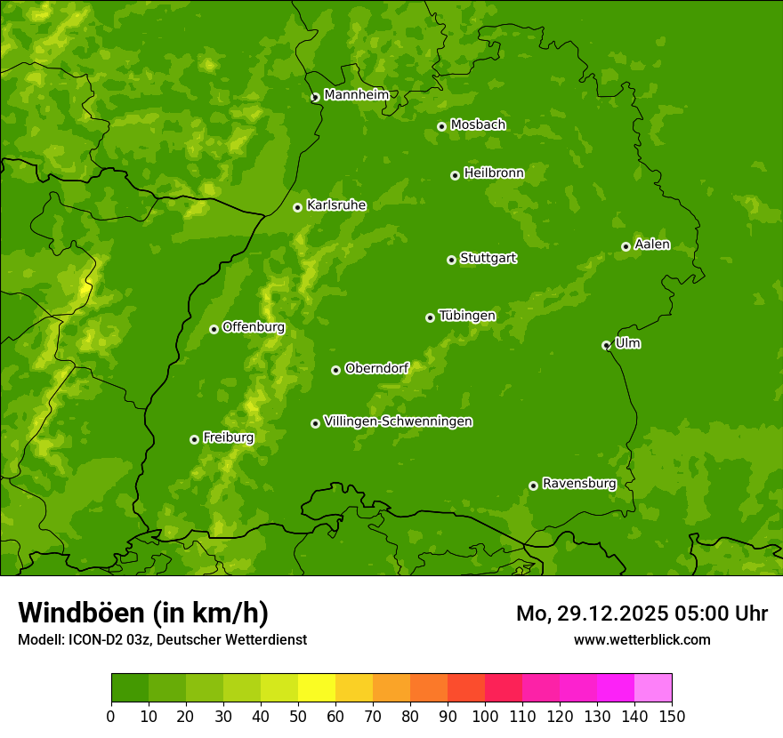 Modellkarten Windgeschwindigkeit