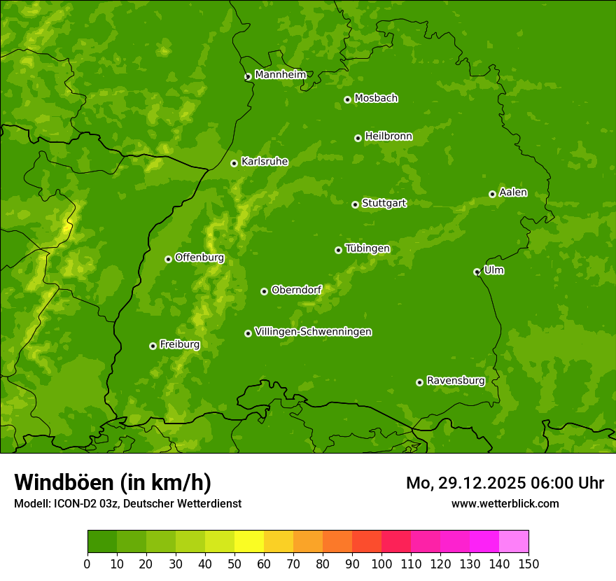 Modellkarten Windgeschwindigkeit