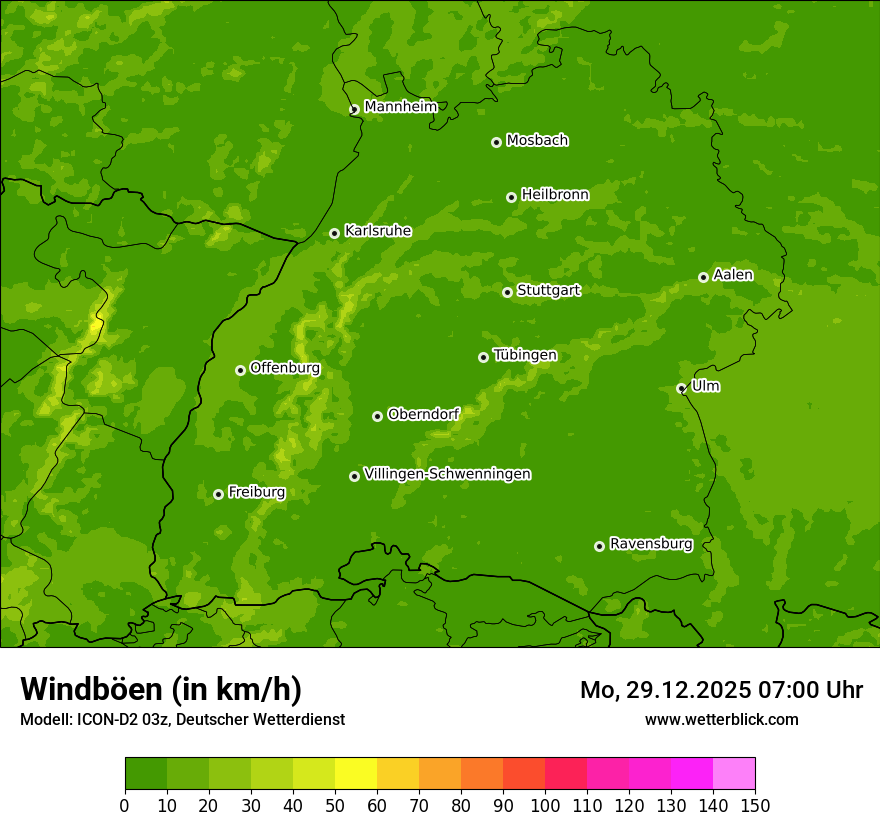 Modellkarten Windgeschwindigkeit