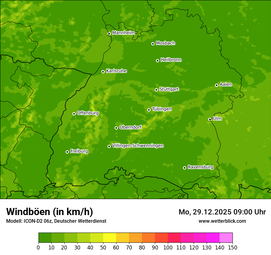 Modellkarten Windgeschwindigkeit