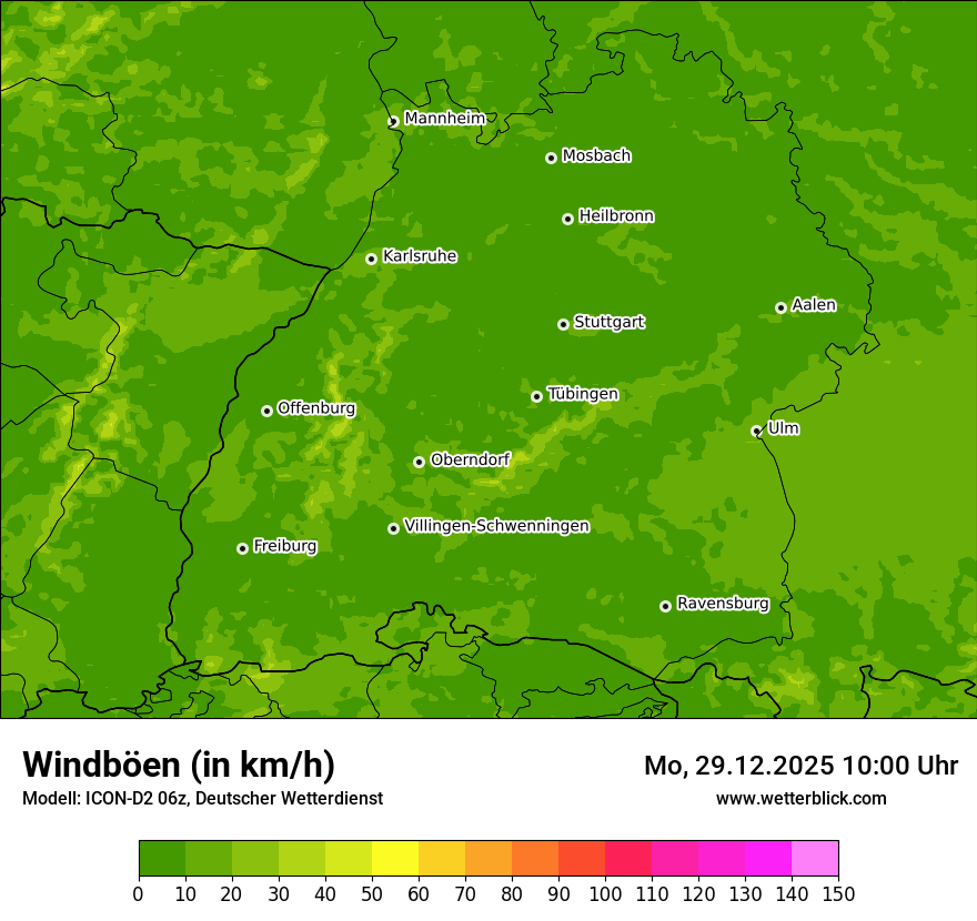 Modellkarten Windgeschwindigkeit