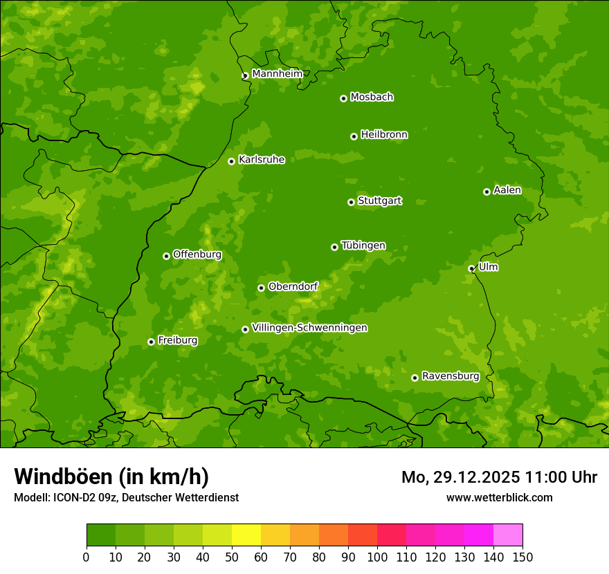 Modellkarten Windgeschwindigkeit