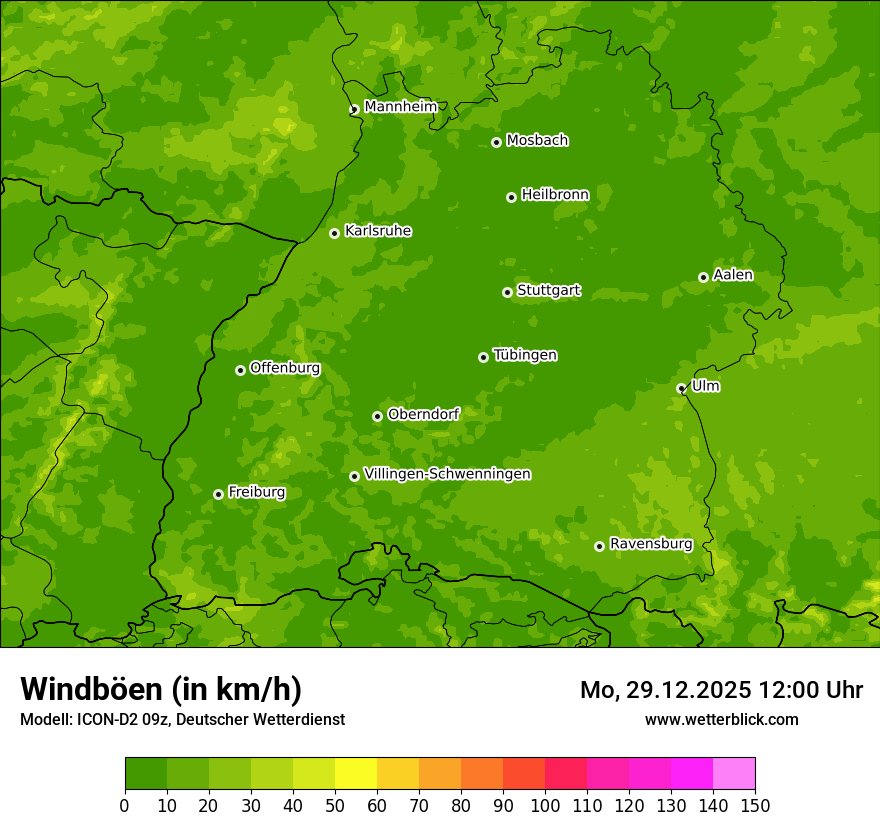 Modellkarten Windgeschwindigkeit