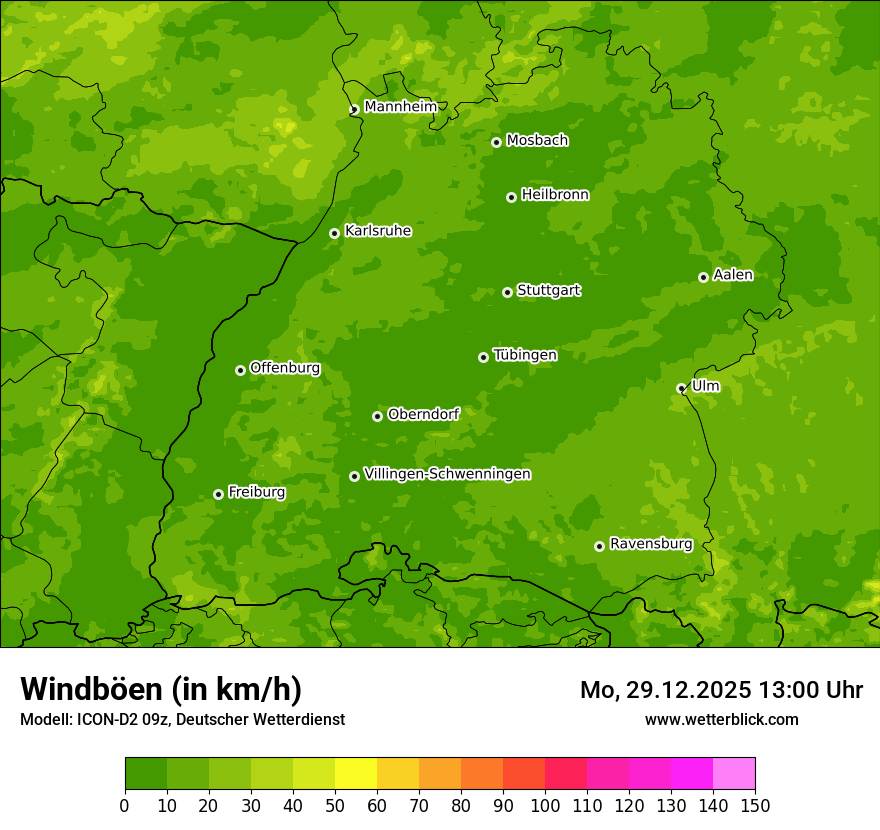 Modellkarten Windgeschwindigkeit