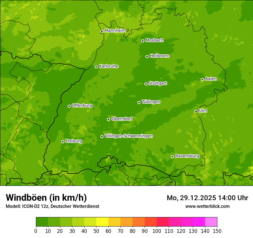 Modellkarten Windgeschwindigkeit