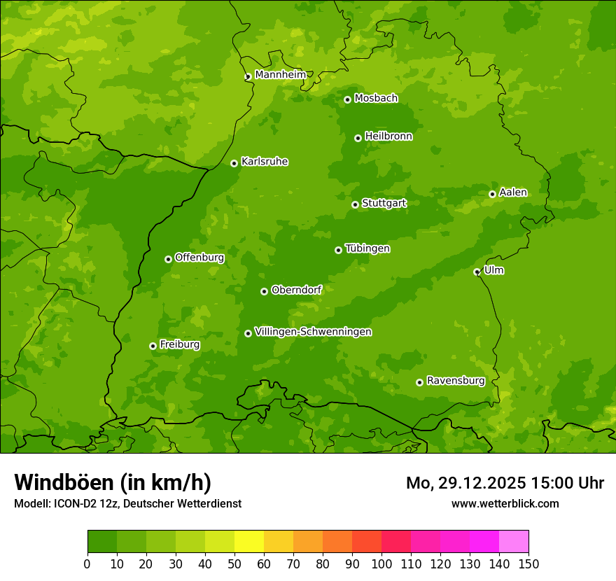 Modellkarten Windgeschwindigkeit